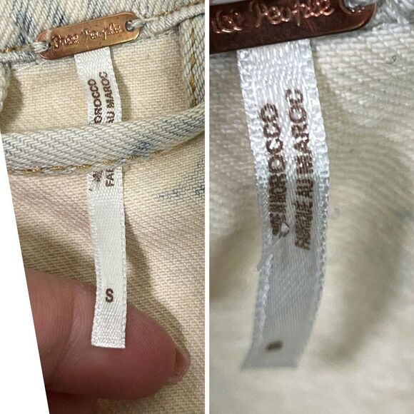 Free People Jean Jacket Acid Wash Tie Dye Denim S Cream Blue Rumor Jones - Picture 6 of 16